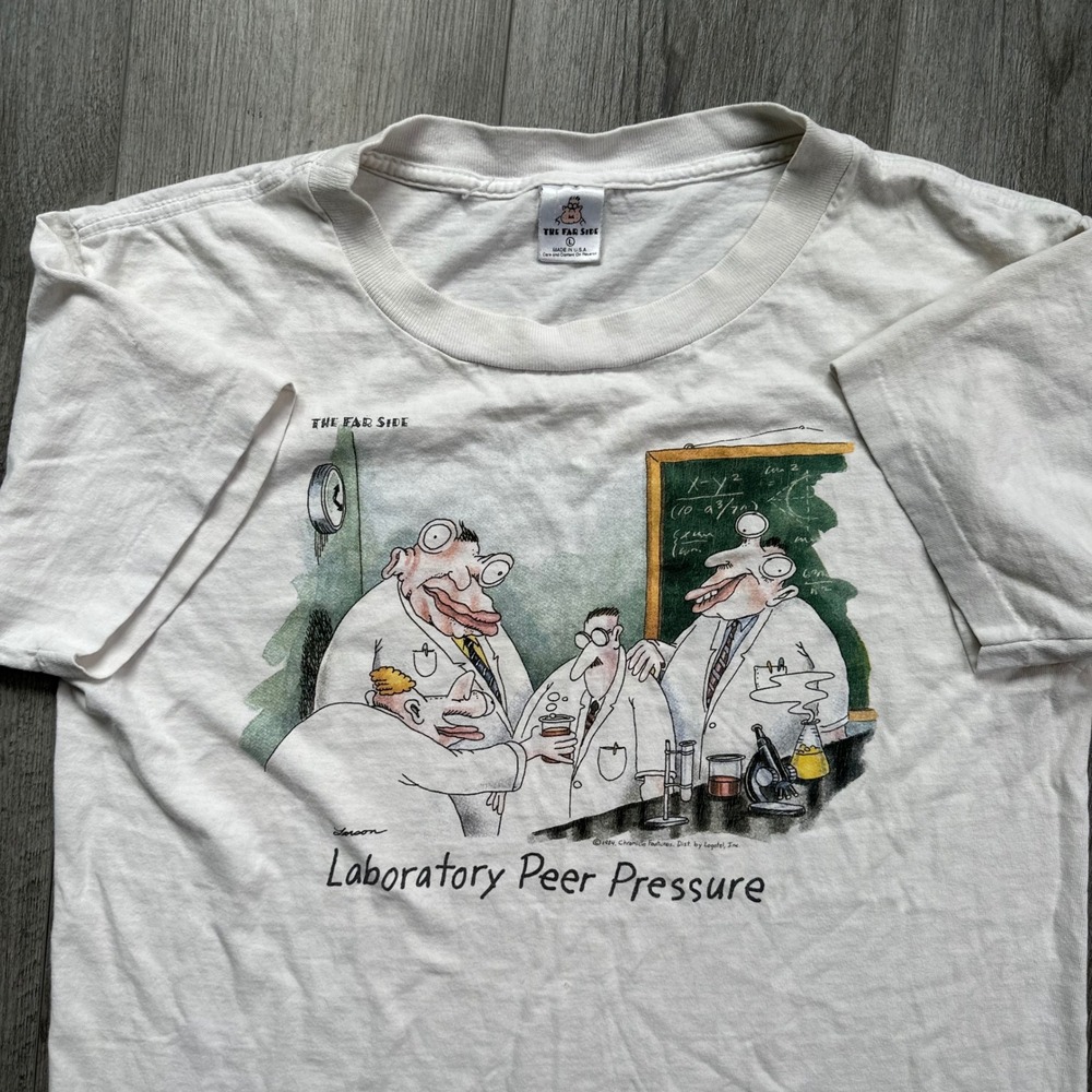 Vintage 1984 Drug The Far Side Gary Larson "Laboratory Peer Pressure" T-Shirt L